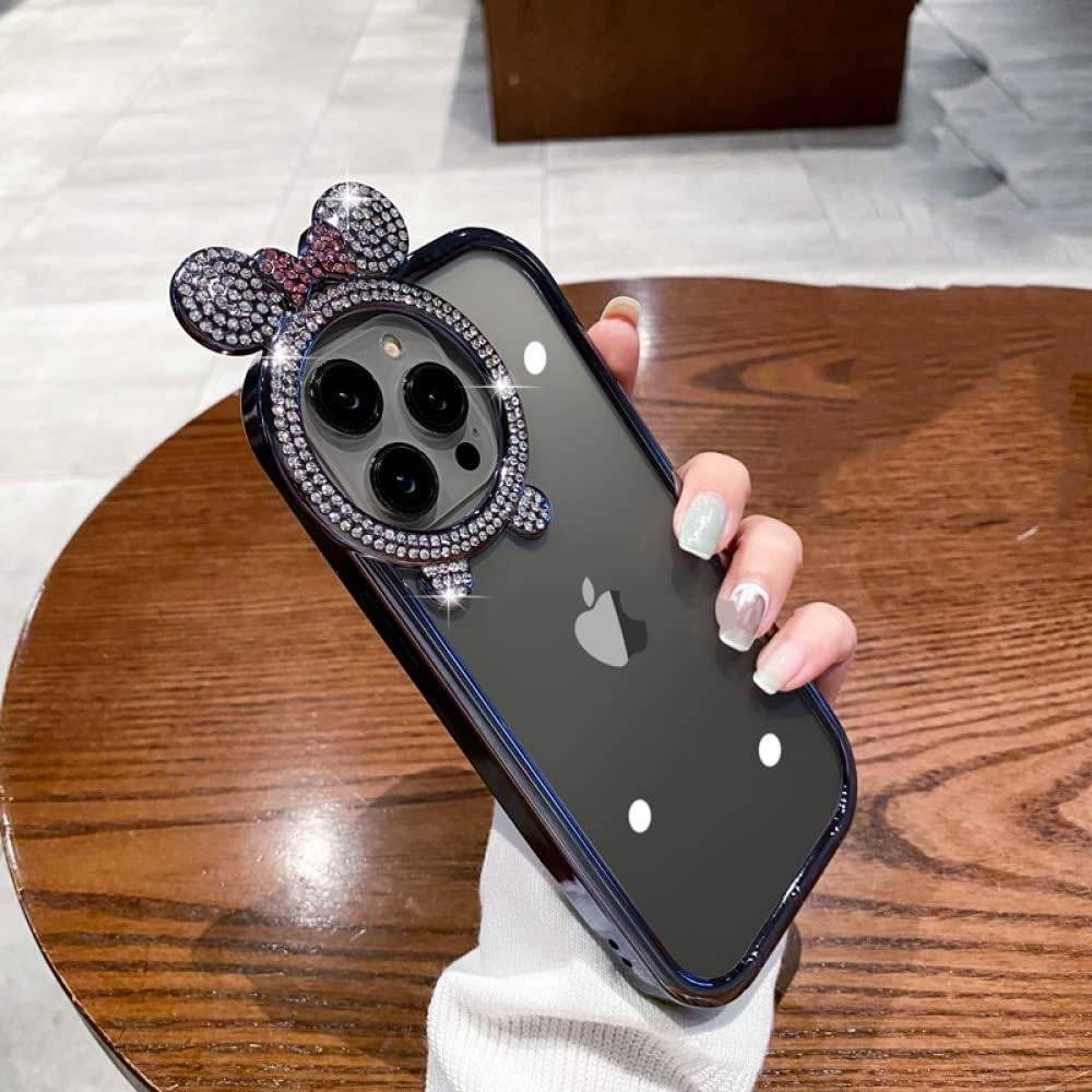 Rhinestone Minnie Mouse Camera‎ Lens Protection iPhone Case Cover